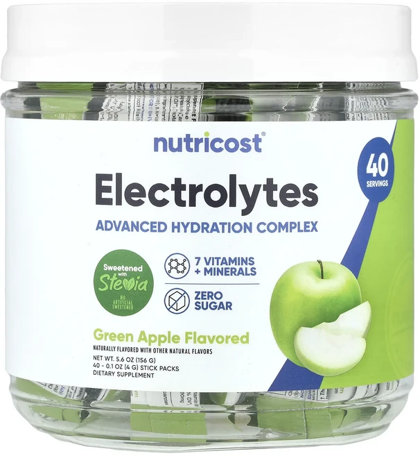 효과가 좋은 Nutricost 전해질 고급 수분 복합체 그린 애플 스틱팩 40개 개당 4g(0.1oz) 최저가격, Nutricost전해질고급수분복합체그린애플스틱팩40개개 - 쿠팡