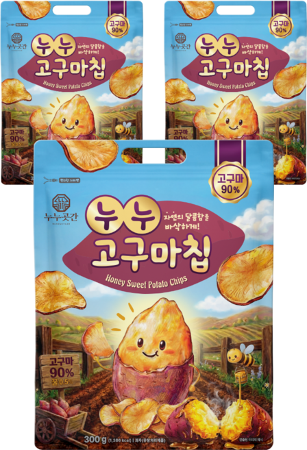 누누곳간 꿀 고구마칩, 3개, 300g