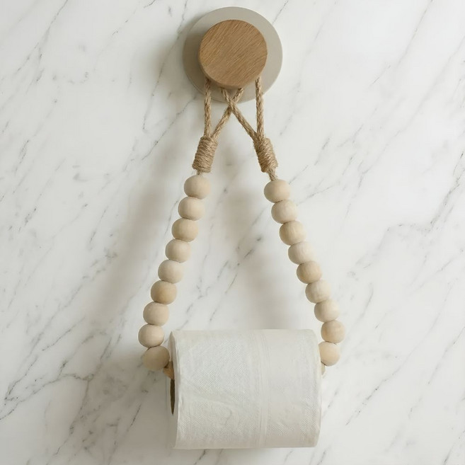 벽걸이 우드 휴지걸이, 베이지, 1개