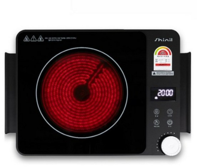 신일 고화력 6중안전장치 하이라이트 세라믹 전기레인지 1구, SHLG10KP BK, 프리스탠딩