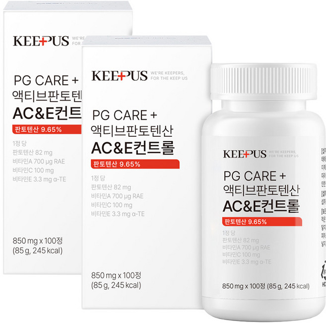 판토텐산 PG Care+ 액티브 판토텐산 AC&E 컨트롤, 2개, 100정