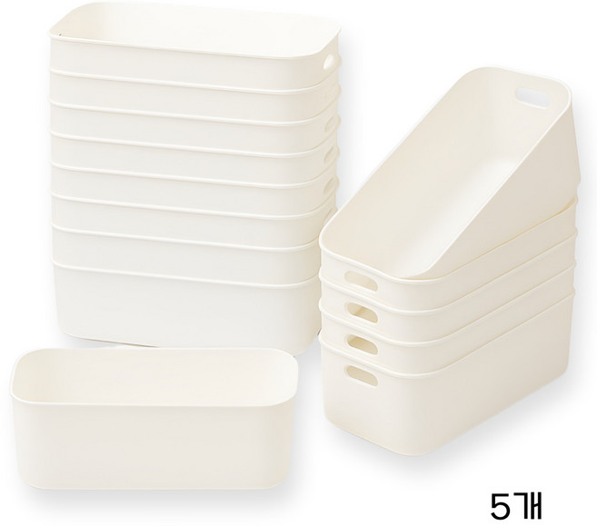 [PPM] 정리 수납 바구니 5P / 10P 슬림형 PP 다용도 바스켓 미니 21 x 9 x 6cm, 화이트, 5개