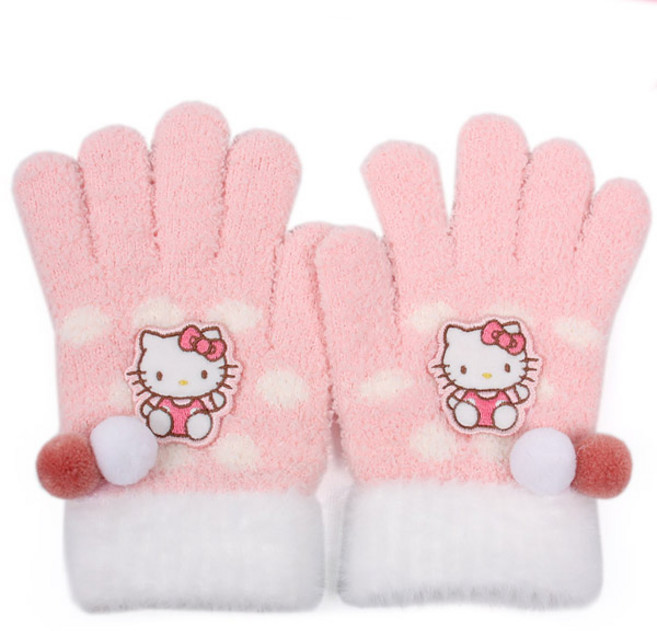 헬로키티 도트방울 오지 날개사 장갑 부드러운 캐리겉 아동 유아장갑