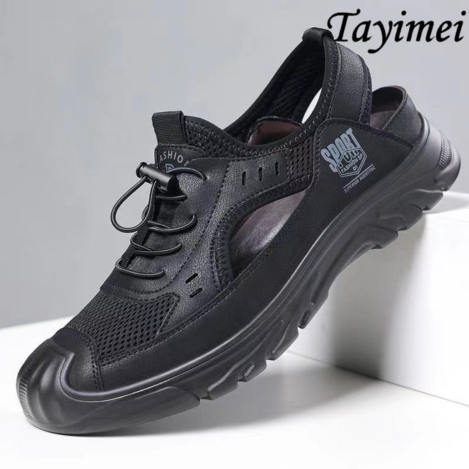 남성용 통기성 피쉬맨 샌들 여름 신발 발편한 가죽 슬리퍼