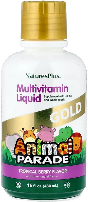 NaturesPlus 네이처스플러스 애니멀 퍼레이드 골드 멀티비타민 480 ml 리퀴드 종합비타민 영양제, NaturesPlus 네이처스플러스 애니멀 퍼레이드 골, 1개, 480ml - 쿠팡