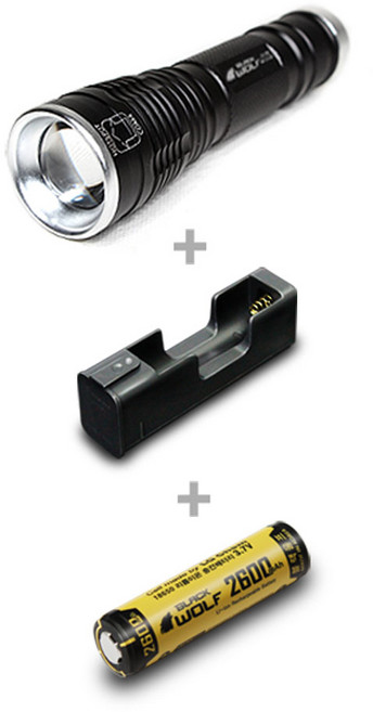 블랙울프 미니노줌 A세트 2600mAh 랜턴 자전거 라이트, 1개