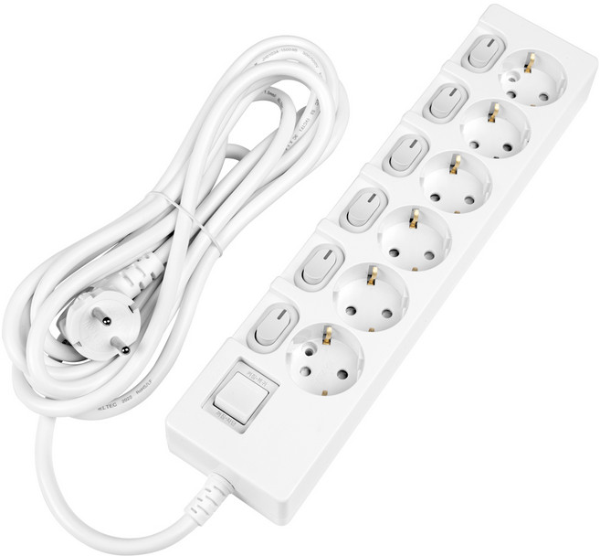 스윗홈 개별스위치 접지형 절전형 16A 멀티탭 6구 HOME-MO16S6, 10m, 개별스위치 6구 화이트, 1개