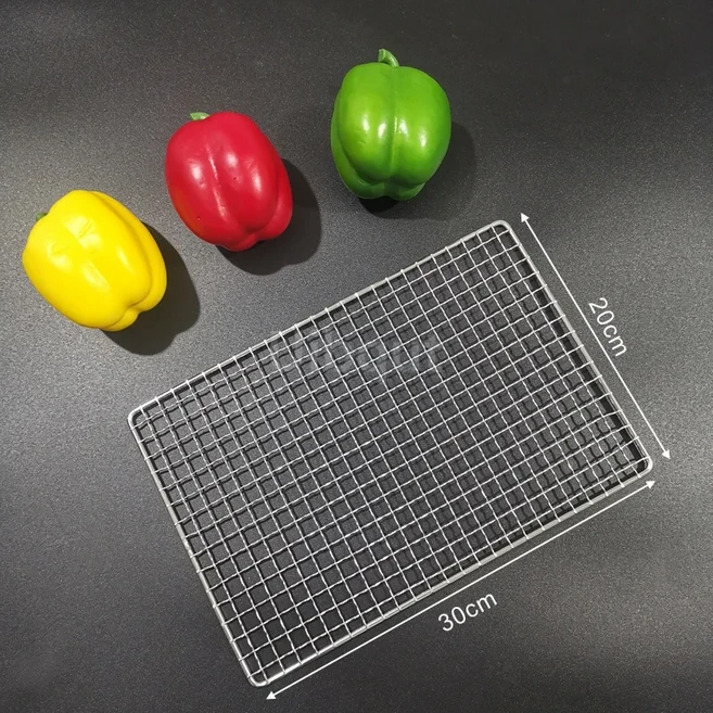 304 스테인레스 스틸 직사각형 바베큐 네트 메쉬 그릴 NonStick 베이킹 야외 굽고 부품 Grates 에어 프라이, 26 30X20CM