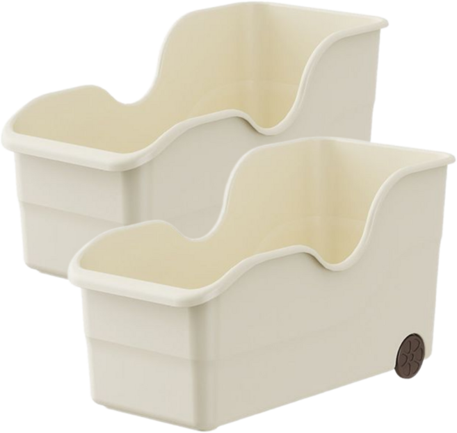 오브뉴 슬라이딩 주방 정리함 후라이팬 정리대 2p, 1세트, 크림색