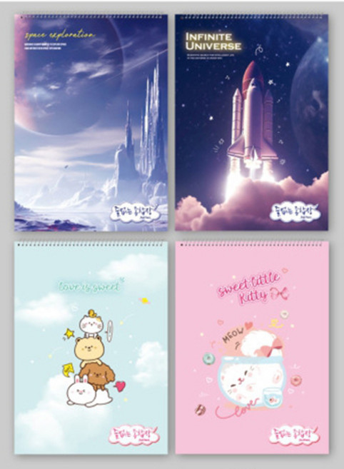 [꿈드림22] 캠퍼스노트 줄없는 두꺼운 무선 종합장 무선연습장 무선노트 남여 50매 3.0, 1개, 여아용(2종)