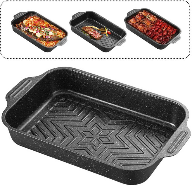 탄소강 생선구이팬 고기불판 삼겹살 사각 인덕션 구이판, 1개, 36cm