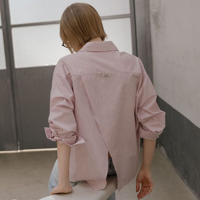틸아이다이 오직하루 스페셜오더 Backslit detail soft cotton shirt_Stripe pink 3816573 441281