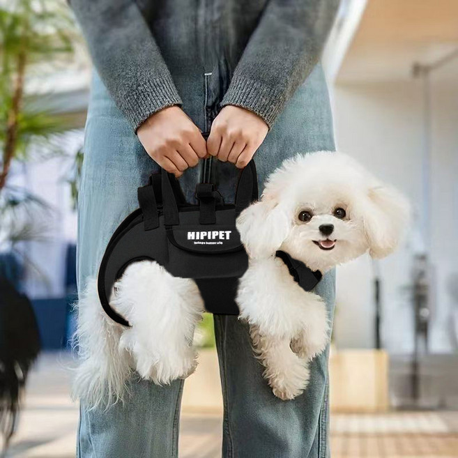 MOHUA 강아지 하네스 목줄 리드줄 세트 손잡이 기능, 블랙, 1개