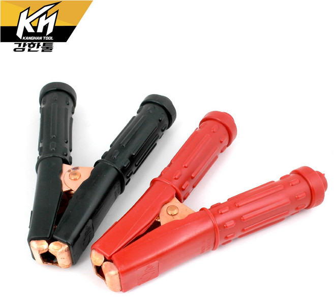 HK 국산 어스집게 악어집게 용접 어스클램프 300 (흑+적색), 1세트, 어스집게 적색 흑색