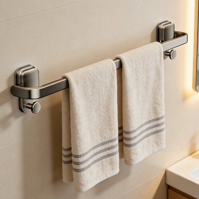 Briturn 욕실 흡착식 접이식 수건걸이, 그레이, 1개