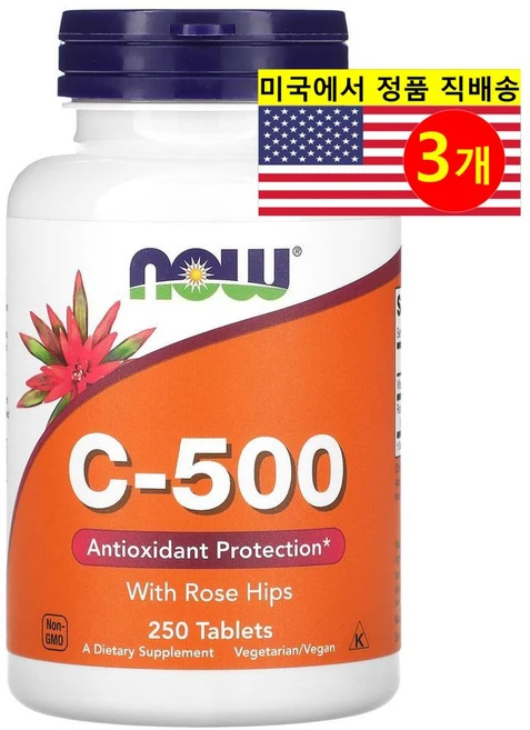 나우푸드 C-500 로즈힙 함유 250정, 3개 - 쿠팡