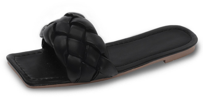 노스서밋 여성용 패디드 플랫 슬리퍼 비건 레더 샌들