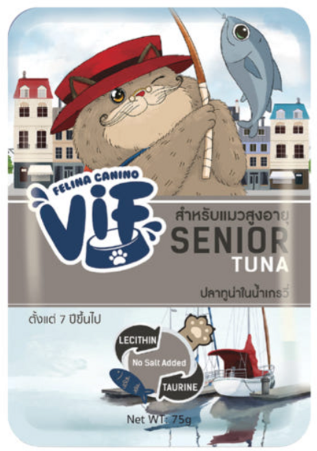 VIF 고양이 시니어 파우치 간식, 참치&그레이비, 75g, 20개