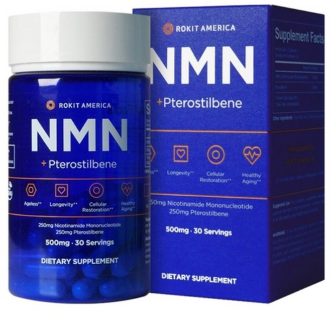 4위 - 로킷아메리카 NMN + 프테로스틸벤 500mg 캡슐, 1개, 60정
