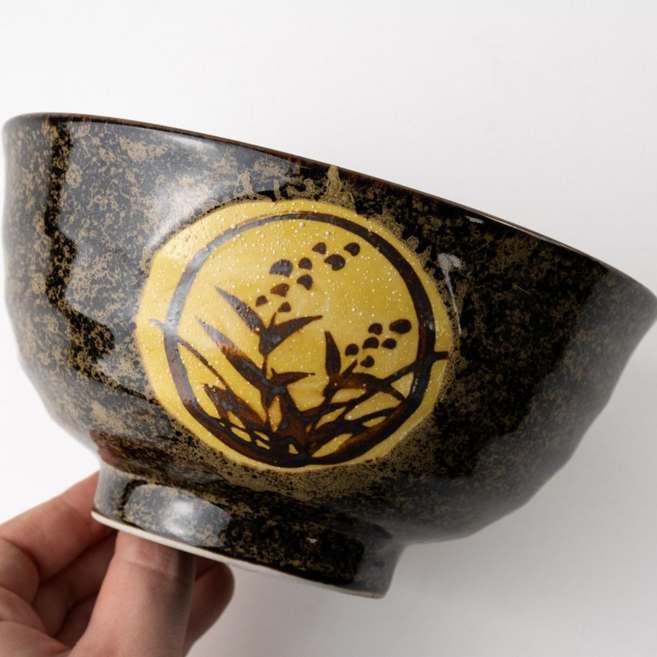 일본 이찌하라 덮밥기 소형 면기 우동기 텐동 다용도 도자기 그릇 황금보리 17.3cm, 5개