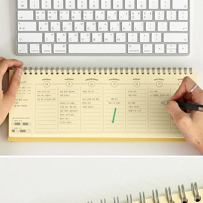 위클리 플래너 계획표 일주일 가로 스탠딩 투두 리스트 주간 탁상용 스케줄 업무용 체크, 01 버터 옐로우 - 쿠팡