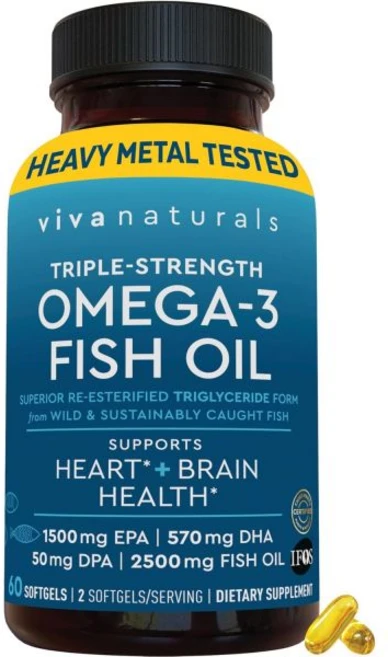 Triple Strength Omega 3 Fish Oil Supplement for Women and Men – 2500 mg High-Potency Easy-to-Abso, 60 Count (Pack of 1), 1, 90정 - 쿠팡