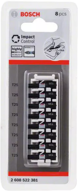 BOSCH博世 PICK&CLICK系列 25mm星型起子頭 T25星形 高扭力 8件組 螺絲起子頭, 1個