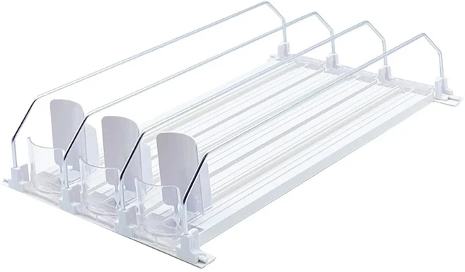 음료 정리대 디스펜서 스프링 푸시 자동 맥주 홀더 조절 가능한 너비 수납 선반 E자형 글라이드 냉장고용, 03 310mm 5 sets