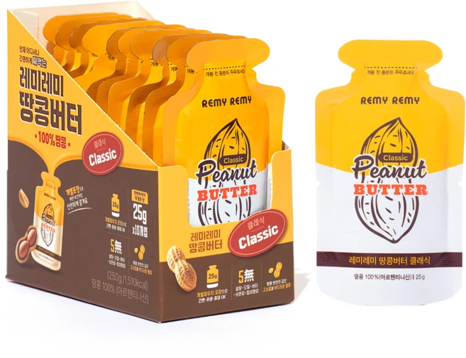 레미레미 짜먹는 땅콩버터 100% 클래식, 1박스, 250g - 쿠팡
