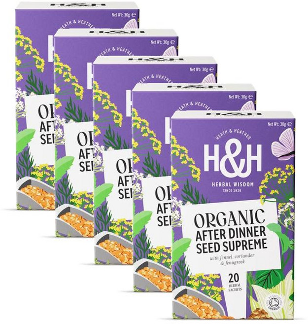 히스앤헤더 애프터디너 씨드 슈프림 펜넬 코리앤더 페뉴그릭 Heath & Heather After Dinner Super Seeds, 20개입, 5개, 1.5g