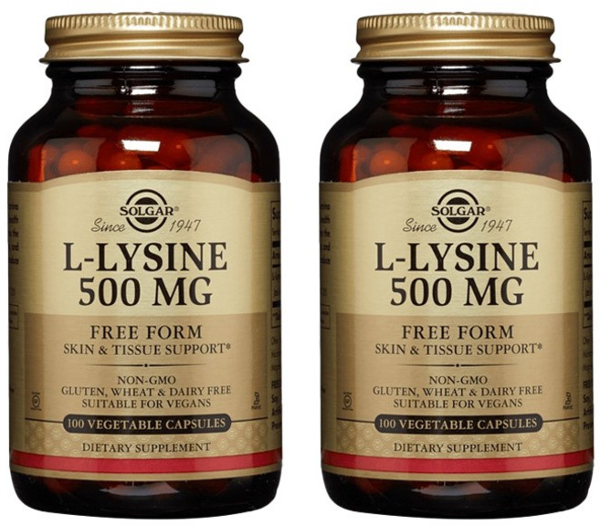 SOLGAR L-離胺酸素食膠囊 500mg, 100顆, 2罐