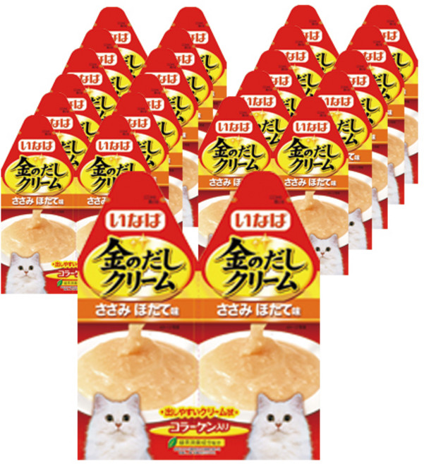 이나바 고양이 금빛육수 크림 파우치 간식 2p, 혼합맛(닭가슴살/가리비), 60g, 12개