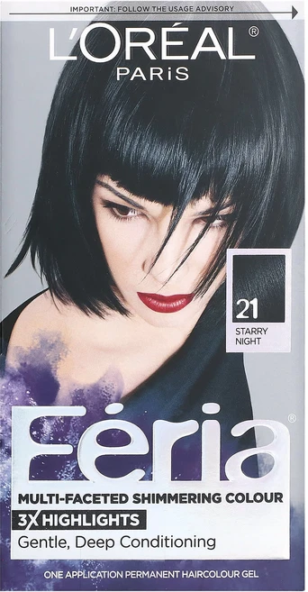 L'Oréal Feria 멀티-퍼셋티드 쉬머링 컬러 브라이트 블랙 21 1회 사용, LOréalFeria멀티퍼셋티드쉬머링컬러브라이트블랙21, 1개 - 쿠팡