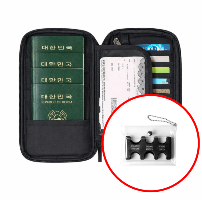 보담마망 RFID 차단 여권케이스 일본동전지갑 증정 4인 가족 여행파우치