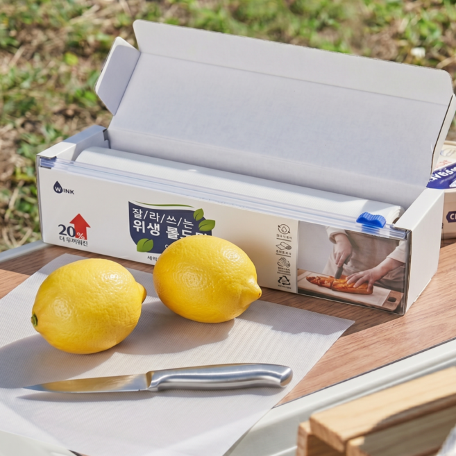 [코스트코] 윙크 잘라쓰는 위생 롤 도마 30cm x 15m / 1회용 캠핑 도마 / 슬라이드 커터, 1개, 화이트