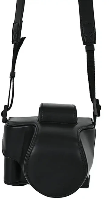 Canon EOS R50(렌즈 18-45mm) R100 케이스 가죽 카메라 가방 커버(스트랩 포함), 04 Black