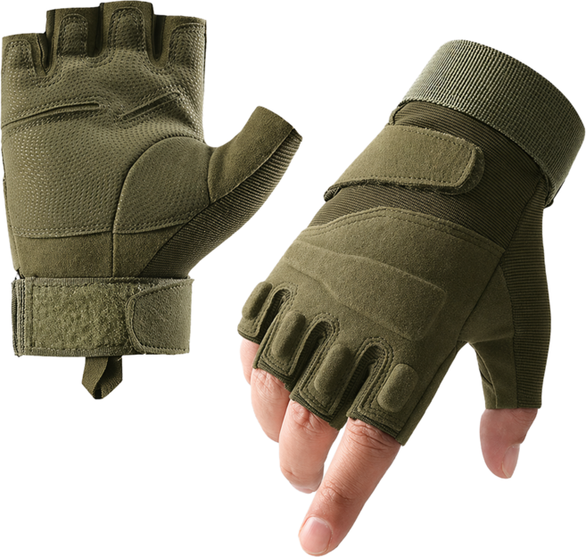 JHD PICK 군용 장갑 반장갑 작업 바이크 오토바이 스쿠터 등산 레저 캠핑 낚시 택배 배달 라이딩, 카키 (Khaki)