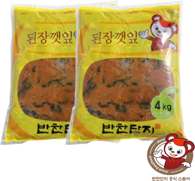 [반찬단지플러스] 반찬단지 된장깻잎 대용량 업소용, 2개, 4kg