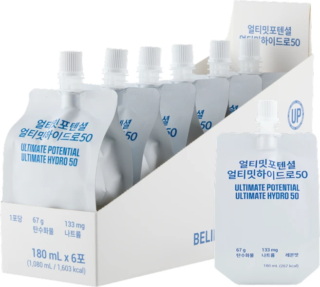 얼티밋포텐셜 하이드로50 전해질 이온 음료 운동 탄수화물 나트륨 수분 보충제 워터, 6개, 180ml - 쿠팡