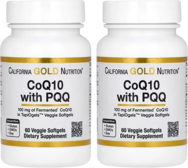 CGN California Gold Nutrition CoQ10 코엔자임큐텐 100mg PQQ 피큐큐 10mg Veggie Capsules, 2개, 60정 - 쿠팡