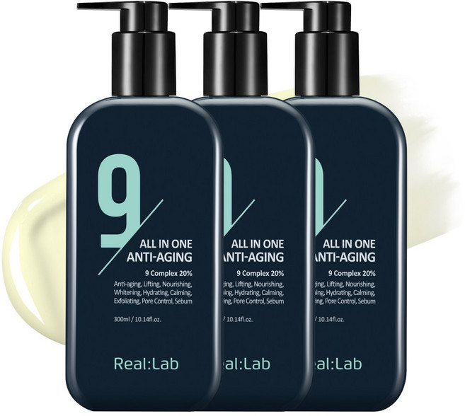 리얼랩 나인 남성 올인원 스킨 로션 기초 화장품, 300ml, 3개