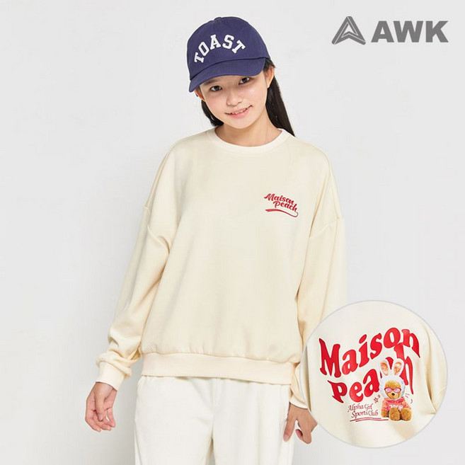 에어워크 주니어 백 피치 프린트 포인트 크롭 맨투맨