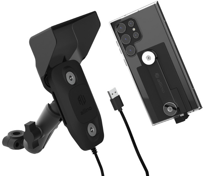 알리노 오토바이 자석 충전거치대 백미러형 패드 딱판 USB연결 5V, USB백미러형거치대