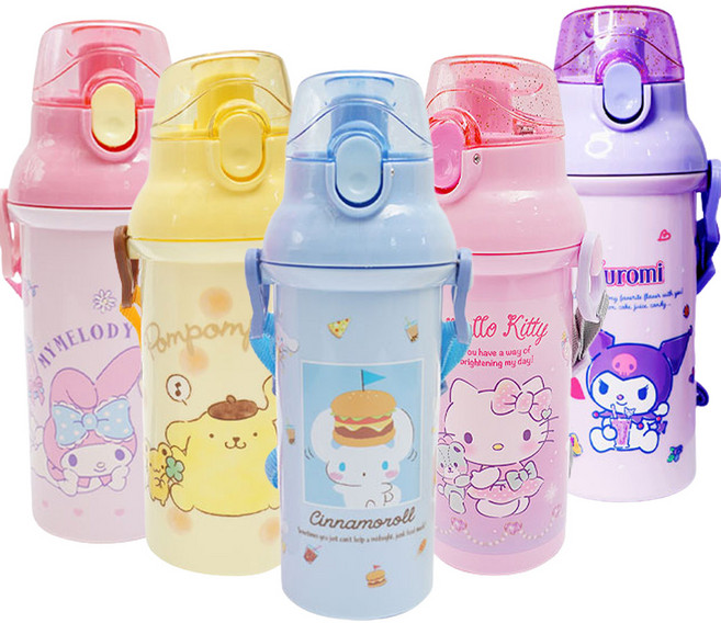 산리오 물통 시나모롤 마이멜로디 어린이 초등학생 소풍 물병, 원터치물통-쿠로미(572832), 1개