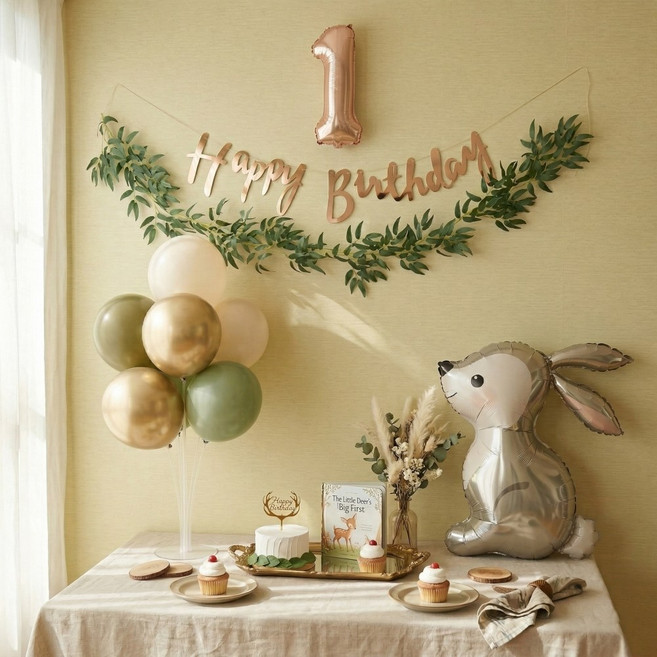 토끼풍선 생일파티세트 두돌생일상, 1