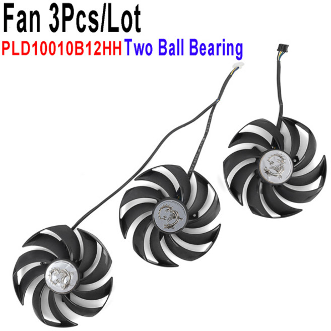 MSI GeForce RTX 3070 3070Ti 3080 3080Ti 3090 SUPRIM X 그래픽 비디오 카드용 새 95MM PLD10010B12HH GPU 쿨러 팬 교체, [03] 2PCS Case Lights Set