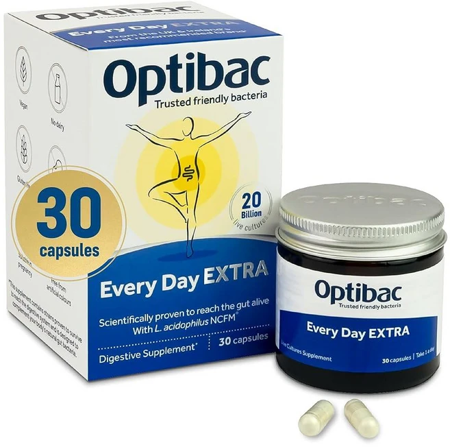 OptiBac 프로바이오틱스 에브리데이 엑스트라 30캡슐 | 200억 CFU가 함유된 고강도 소화 프로바이오틱스 | 락토바실러스 애시도필러스 NCFM 함유 비건 보충제 | 일상, 30정, 1개 - 쿠팡