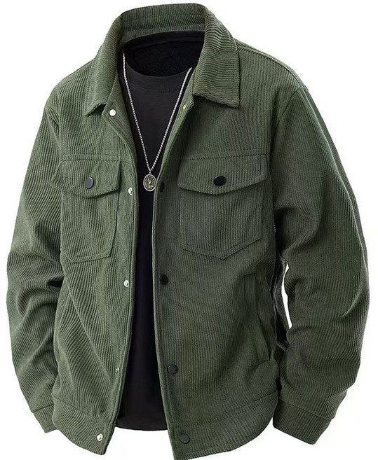 면 재킷 남성 빈티지룩 캐주얼 카고 코트 가을 패션 코듀로이 칼라 톱