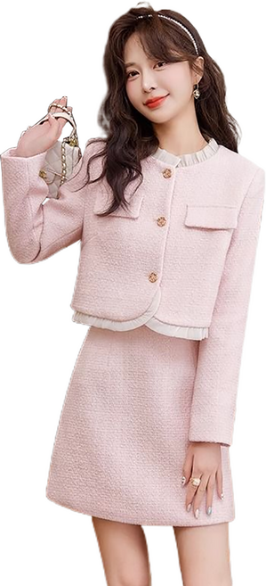 셀럽당 세트 여 춘추 숏 아우터 스커트 투피스Q04731