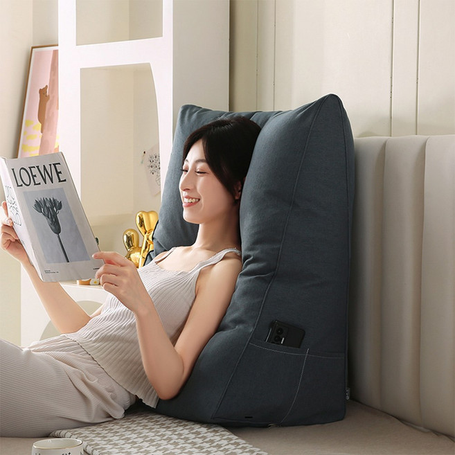 코잠 더 넓고 긴 롱 삼각쿠션 등받이 쿠션 등쿠션, 차콜그레이